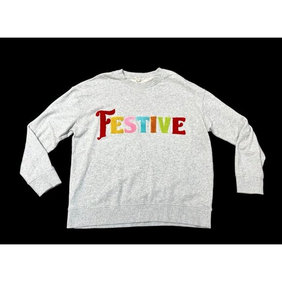 Shiraleah Festive Sweatshirt Grey Size XL Christmas Holiday Chicago Women’s Top - Picture 1 of 12